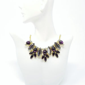 Purple Faceted Statement Necklace 17-19" Long